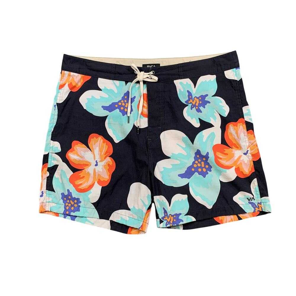 RVCA Board Shorts Mens 38 Toppe Volleys Drawcord Waist Beach Swim Surf